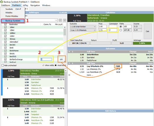 Back/Lay surebets example- sports arbitrage