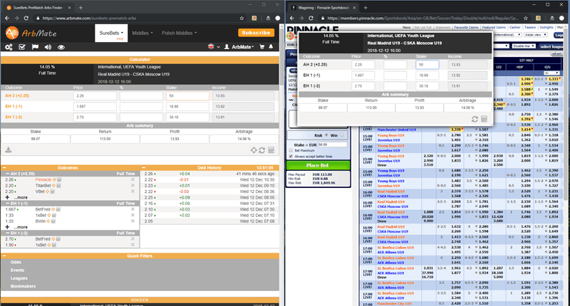 ArbMate Chrome Extension Bookmakers Calculator