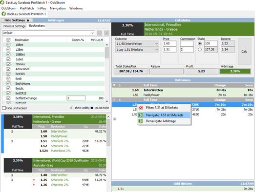 Back Lay Surebets - arbitrage