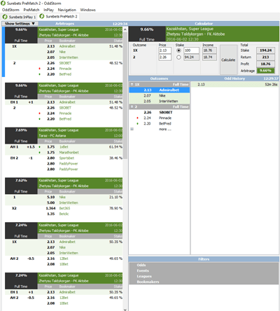 Surebet Calculator PreMatch