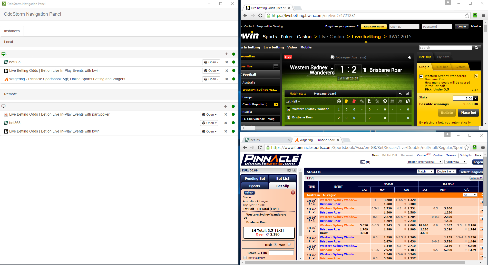live sports betting software odds